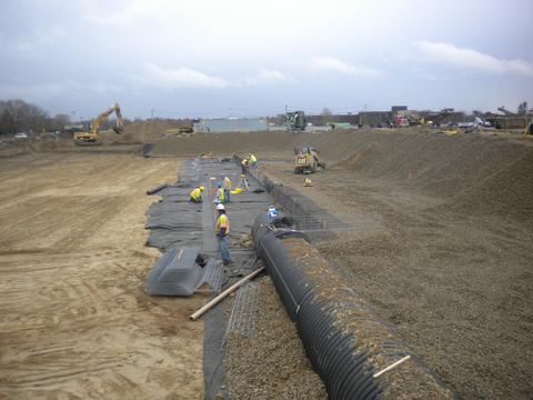 Large diameter inlet pipe on undergorund stormwater detention project.