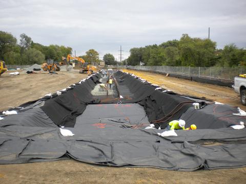 Liner placement for stormwater management.