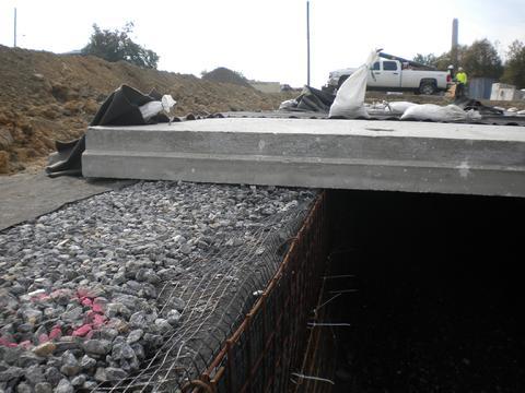 Rahns Concrete precast reinforced concrete roof panel for stormwater chamber.